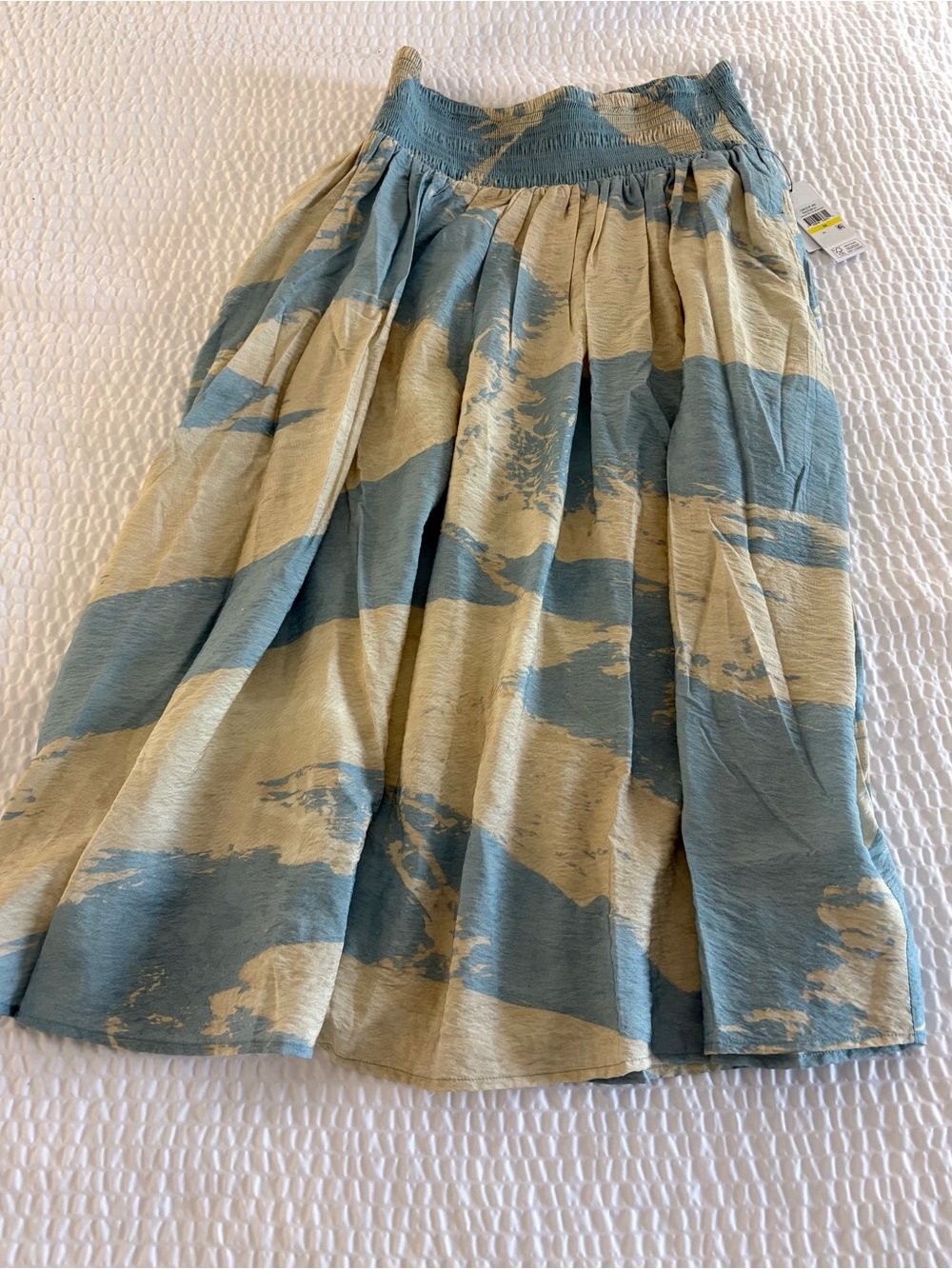 Women’s Blue and Cream Patterned Midi Skirt